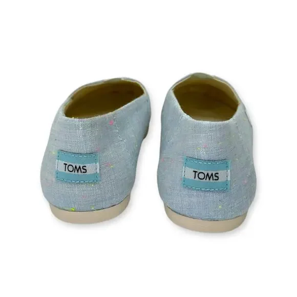 Toms Women's New Alpargata Flats Size 8.5 Light Blue Speckled Linen Slip On - Picture 8 of 15